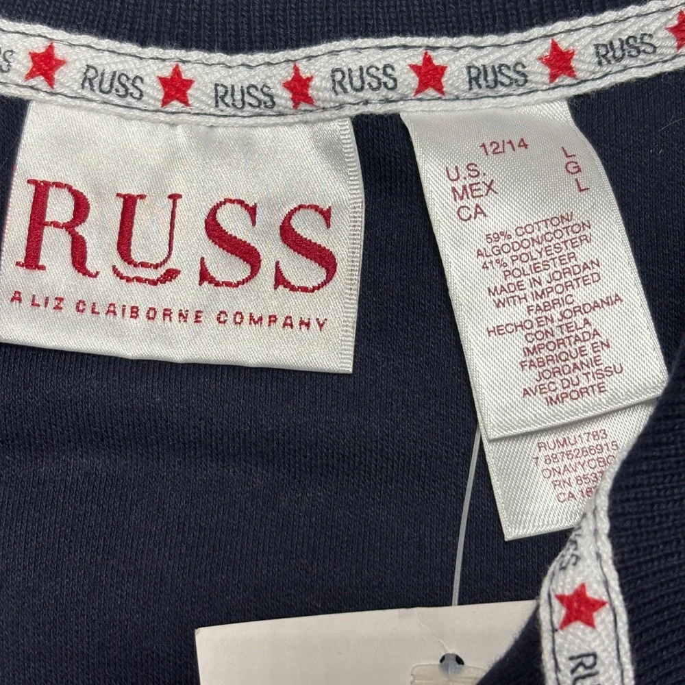 New Russ Americana Stars Sleeveless‎ Polo Shirt Collared Women Large 12 14 - Picture 3 of 6